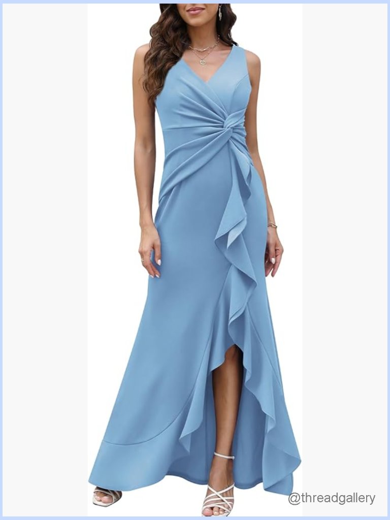 Elegant V-Neck Sleeveless Wrap Maxi Dress With Split